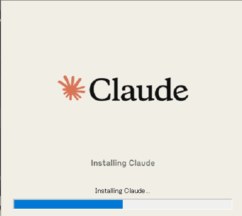 Claude Codeデスクトップアプリのインストール中の画面