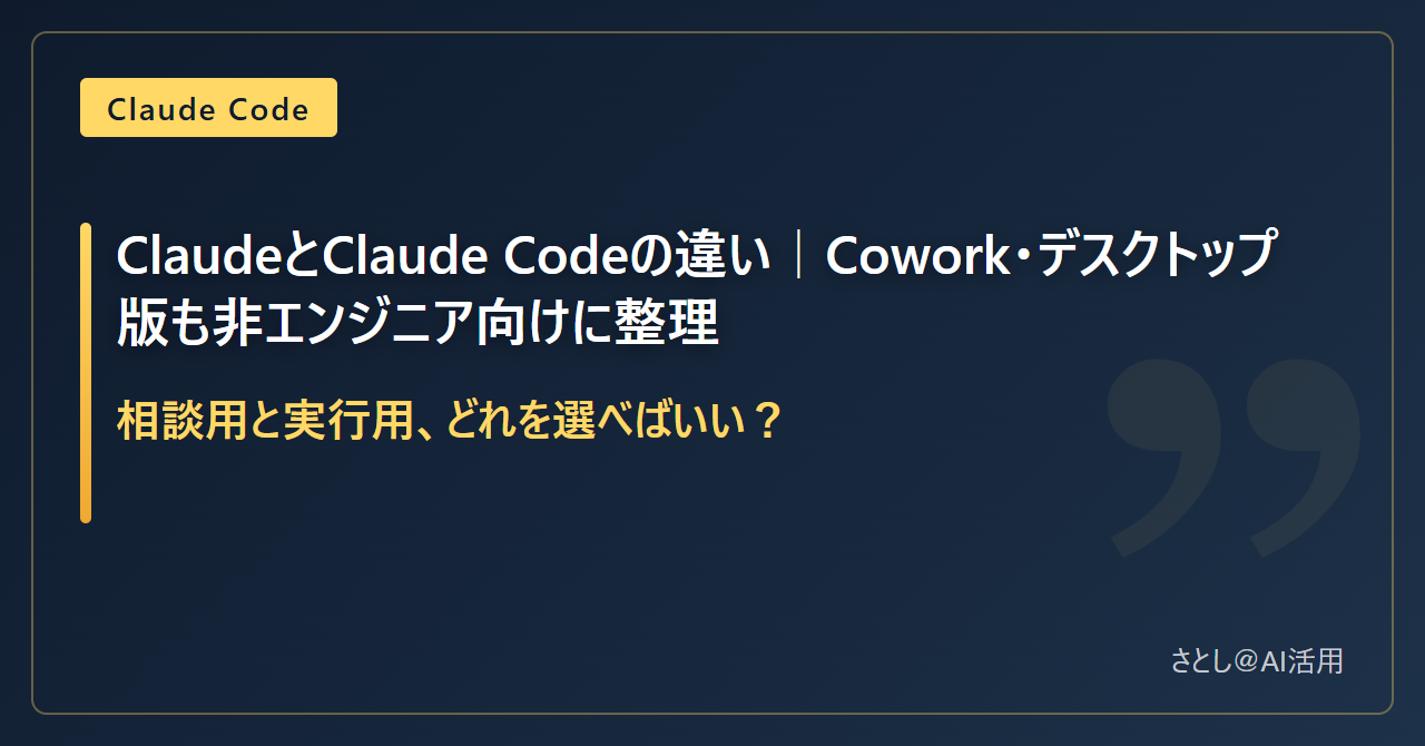 ClaudeとClaude Codeの違いを非エンジニア向けに整理した記事のアイキャッチ