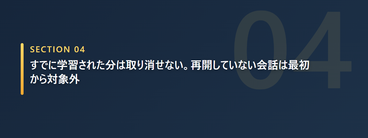 すでに学習された分は取り消せないことを示すセクション見出し画像