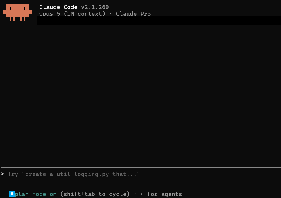 Claude Codeの入力欄の下にplan mode onと表示されている画面